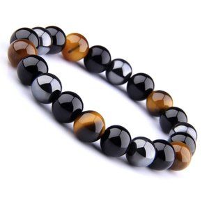 Triple Protection Bracelet – Tiger Eye, Hematite & Black Obsidian – Unisex Energ
